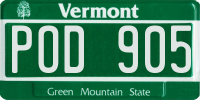VT license plate POD905