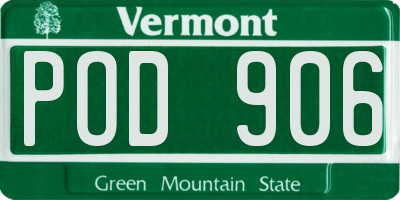 VT license plate POD906