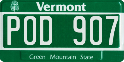 VT license plate POD907