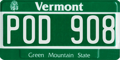 VT license plate POD908
