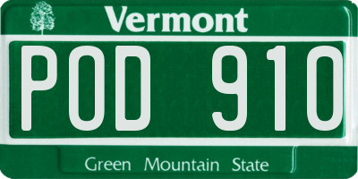 VT license plate POD910