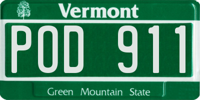 VT license plate POD911