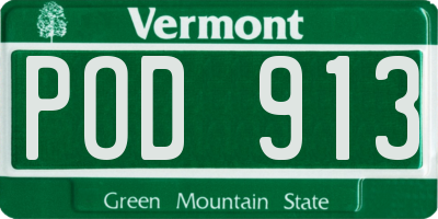 VT license plate POD913
