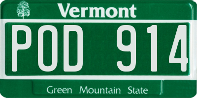 VT license plate POD914