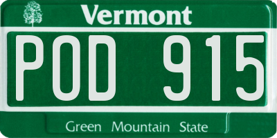 VT license plate POD915