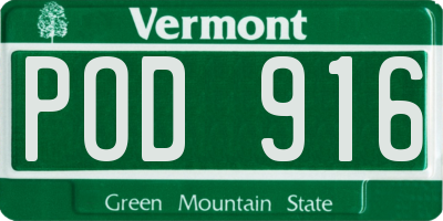 VT license plate POD916