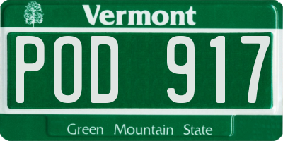 VT license plate POD917