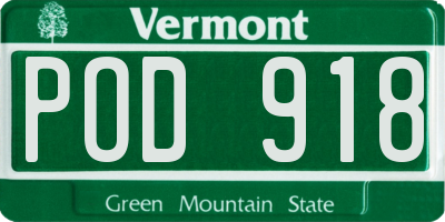 VT license plate POD918