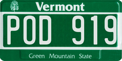 VT license plate POD919