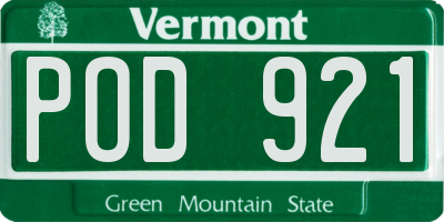 VT license plate POD921