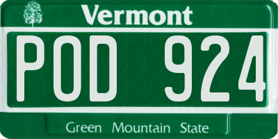 VT license plate POD924