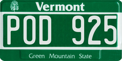 VT license plate POD925