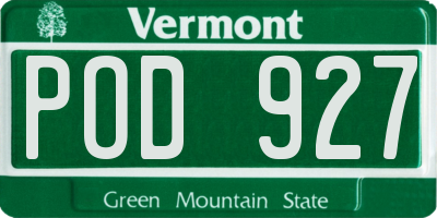 VT license plate POD927