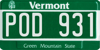 VT license plate POD931