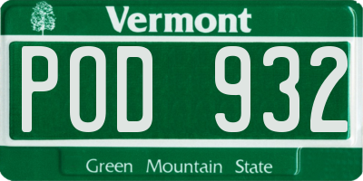 VT license plate POD932
