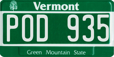 VT license plate POD935