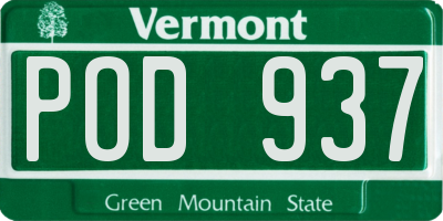 VT license plate POD937