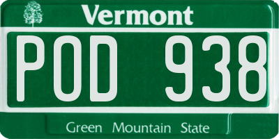 VT license plate POD938