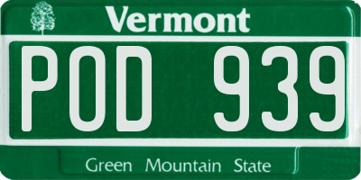 VT license plate POD939