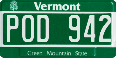 VT license plate POD942