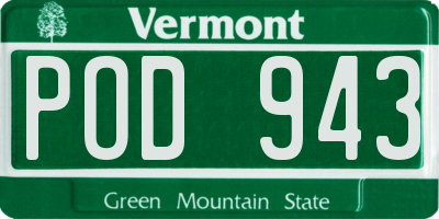 VT license plate POD943
