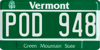 VT license plate POD948
