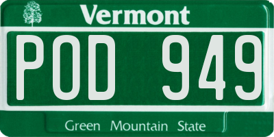 VT license plate POD949