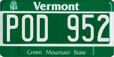 VT license plate POD952