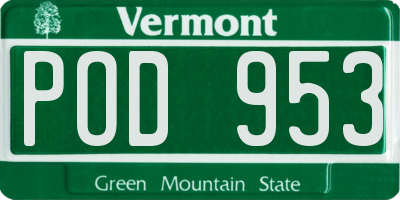 VT license plate POD953
