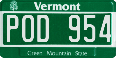 VT license plate POD954