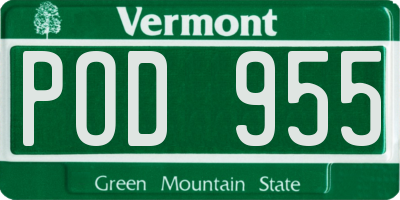 VT license plate POD955