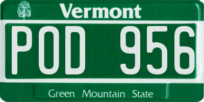 VT license plate POD956