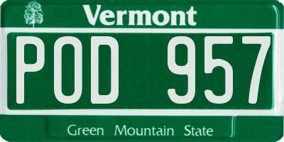 VT license plate POD957