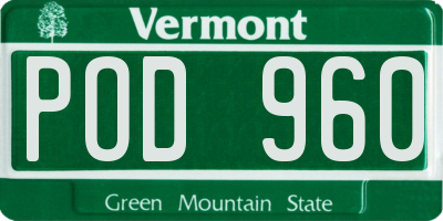 VT license plate POD960