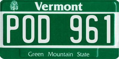 VT license plate POD961