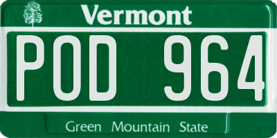 VT license plate POD964