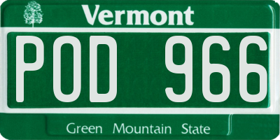 VT license plate POD966