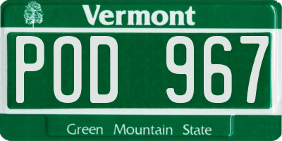 VT license plate POD967