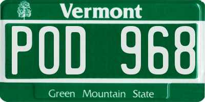 VT license plate POD968