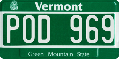 VT license plate POD969