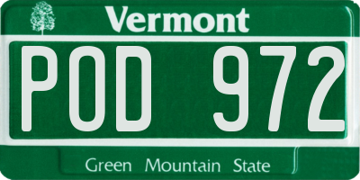 VT license plate POD972