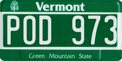VT license plate POD973