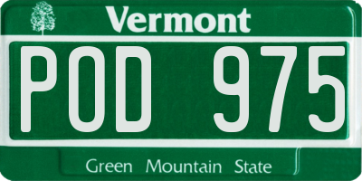 VT license plate POD975