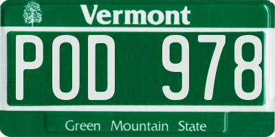 VT license plate POD978