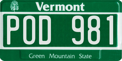 VT license plate POD981