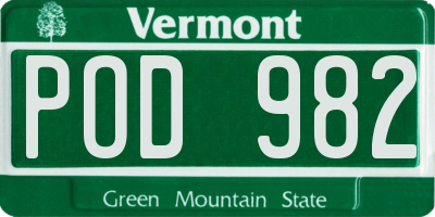 VT license plate POD982