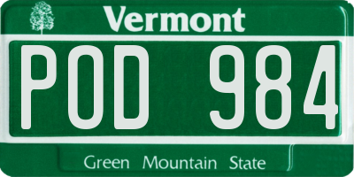 VT license plate POD984