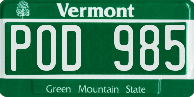 VT license plate POD985