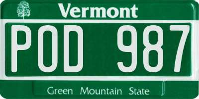 VT license plate POD987