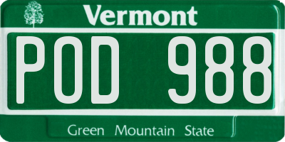 VT license plate POD988